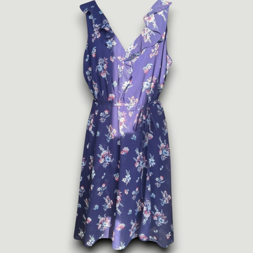 INC International Concepts Womens Dress Blue Floral 16 Chiffon Wedding Guest - Picture 3 of 9